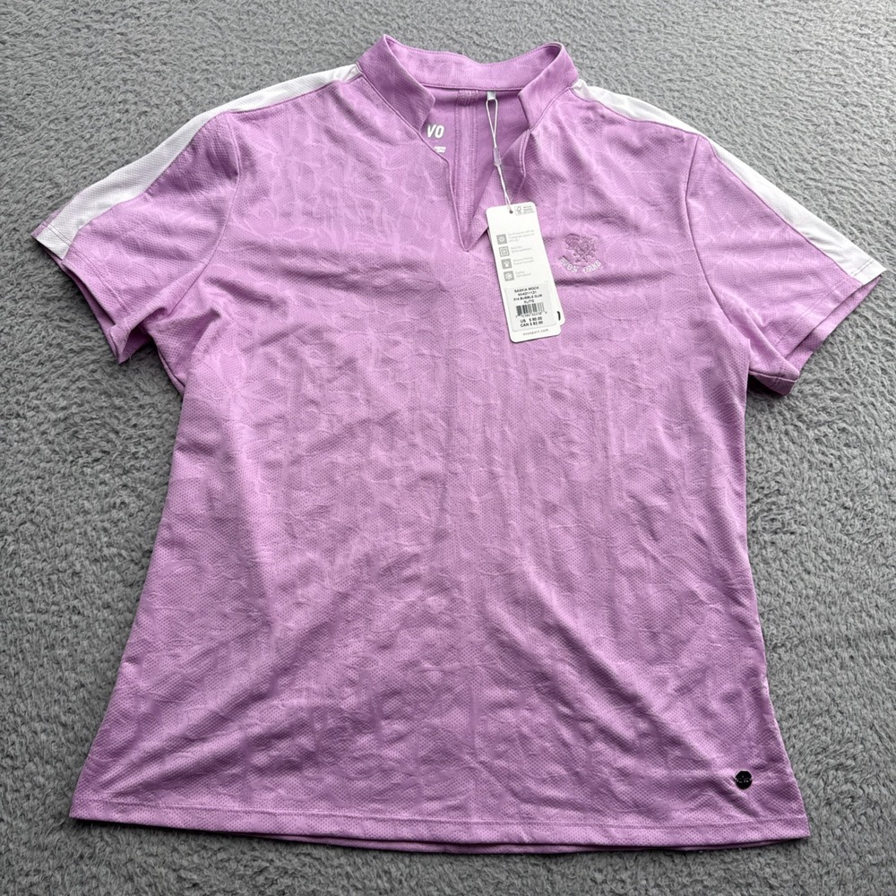 NVO Golf Polo Shirt Womens XL Saskia Mock Bubble Gum Floral Tennis NV4211121